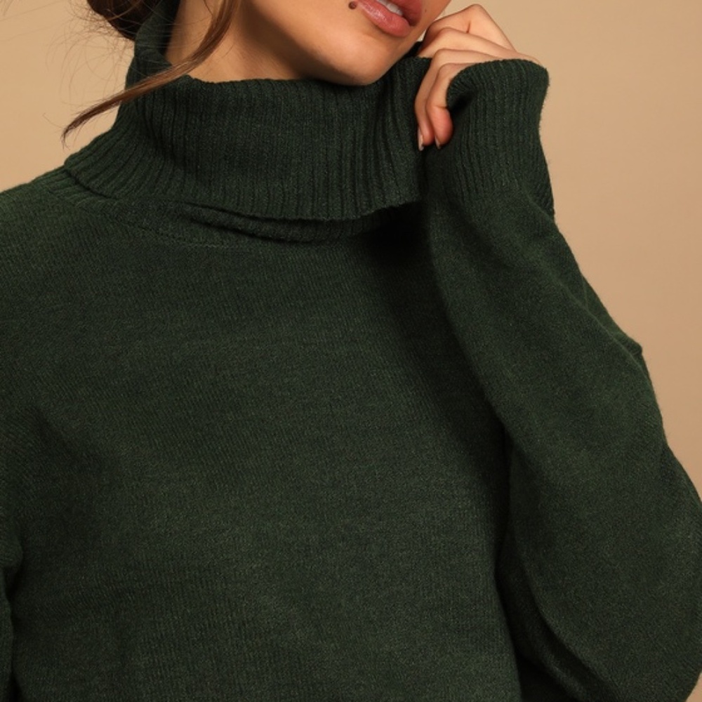 Lulus Amazing Memories Emerald Green Cowl Neck Sweater - Size S